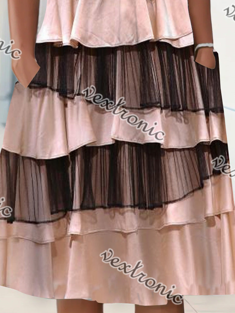 Women's Short Sleeve V-neck Floral Printed Midi Dress