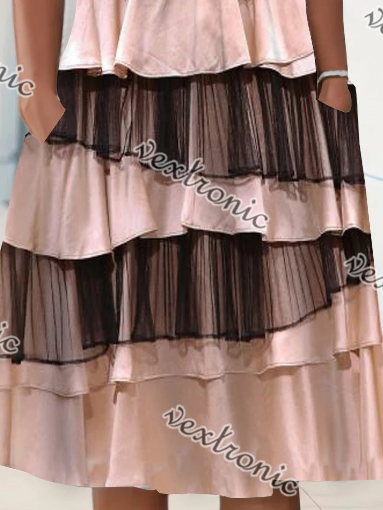 Women's Short Sleeve V-neck Floral Printed Midi Dress