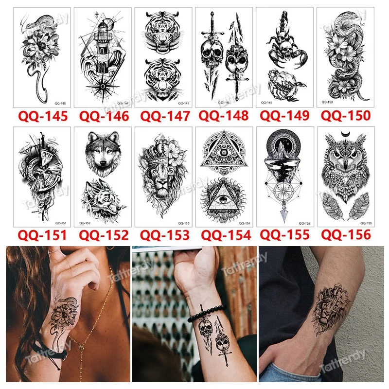 12Pcs/Set Waterproof Temporary Tattoo Sticker Small Rose Daisy Peony Flash Tatoo Flower Hand Ankle Wrist Fake Tatto For Body Art