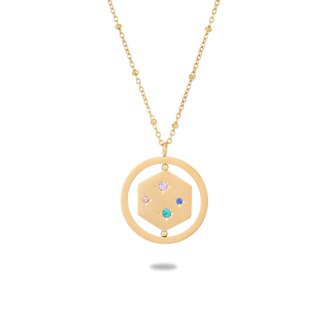 Starry Sky Color Diamond Smooth Surface Rotating Stainless Steel Necklace