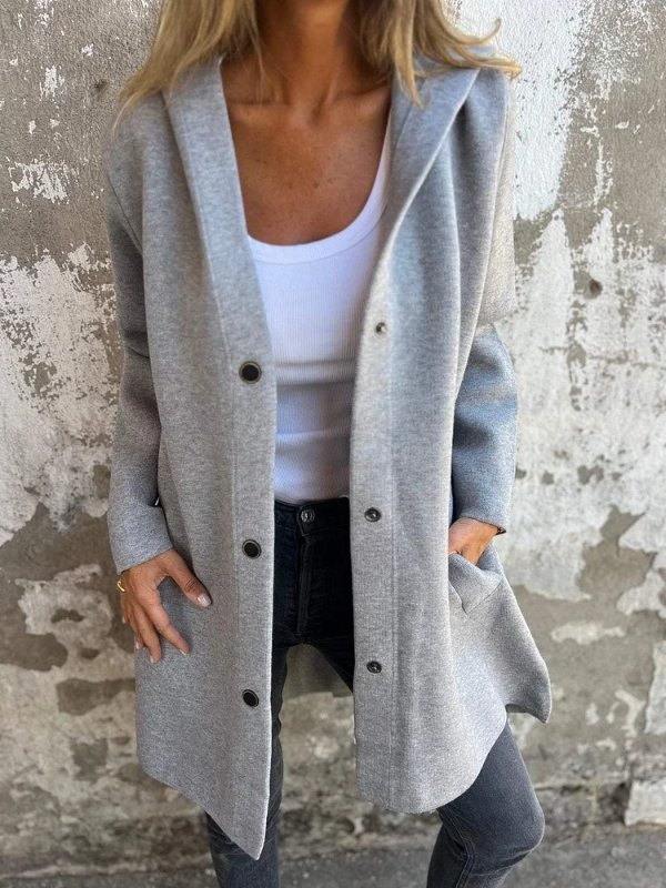 Casual & Cozy Hooded Button-Up Coat