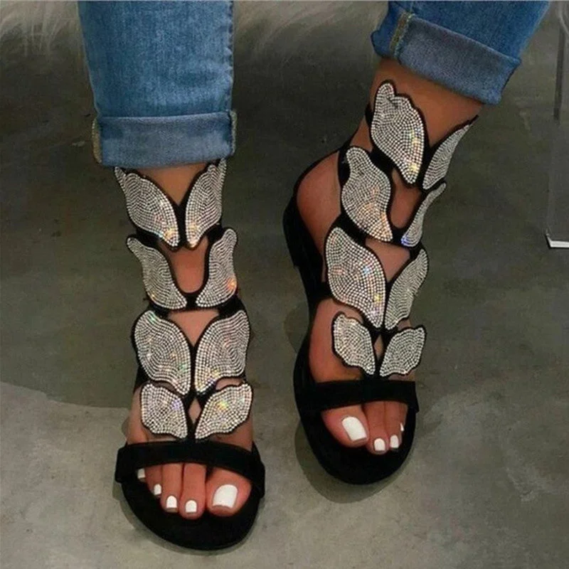Fashion Hollowed Out Hot Drill Fish Mouth Out Door Sandals