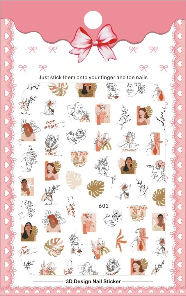 Churchf New 3D Self-Adhesive Bohemia Lovly Red Lips Image Nails Stickers for Nails Sticker Decorations Manicure Z0452-Nail Inspo