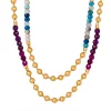 Natural Blue Purple Stones Golden Necklace