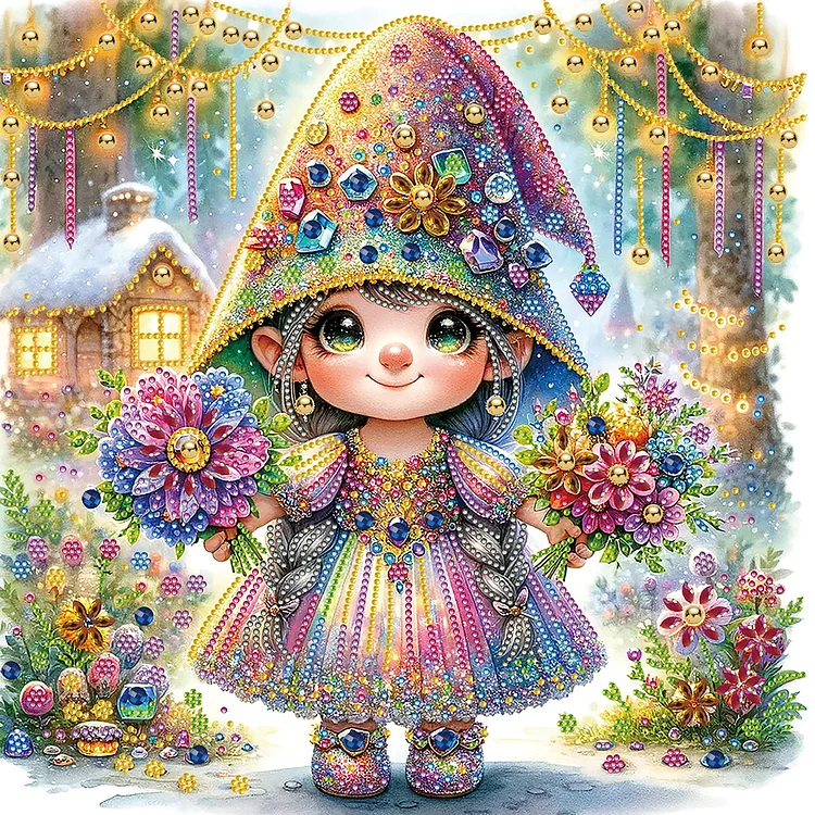 Forest Double Bouquet Girl 40*40CM (Canvas) Special Shaped Drill Diamond Painting gbfke