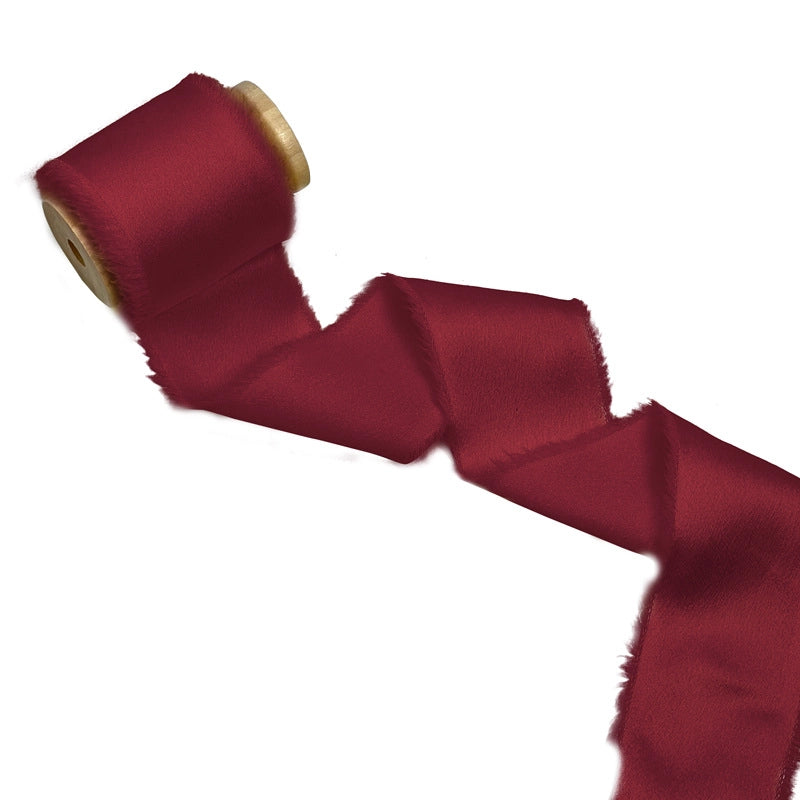Satin Hand Ripped Burr Cloth Strip Ribbon New Year Ribbon Soft Decorative Hair Ribbon Flowers Ribbon Christmas Ribbon