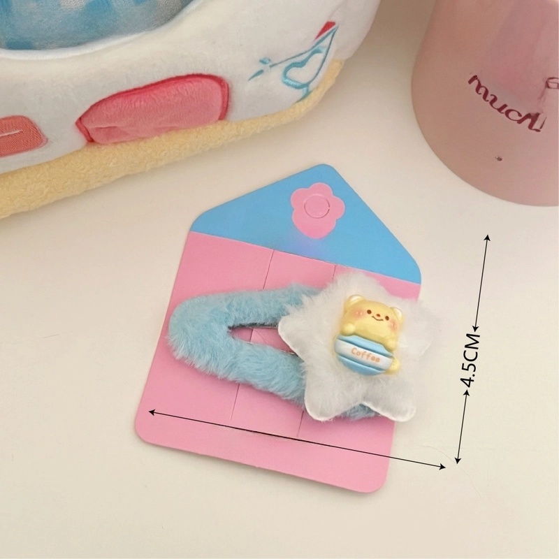 Cute Sweet Women’s Star Heart Shape Plush Hair Clip