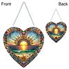 (Upgrade Size)DIY Double Sided Effect Diamond Painting Hanging Pendant Kit (Heart Sunrise)