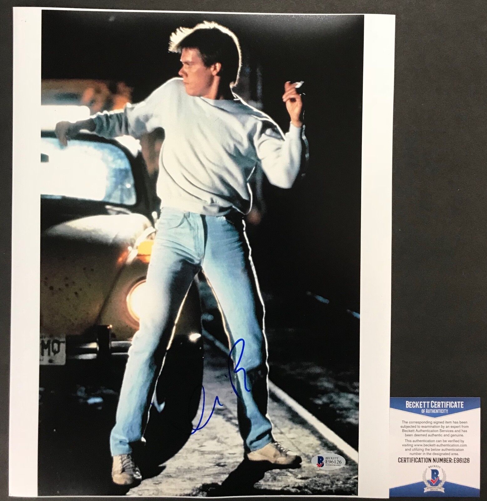 REN McCORMICK!!! Kevin Bacon Signed FOOTLOOSE 11x14 Photo Poster painting #3 Beckett BAS