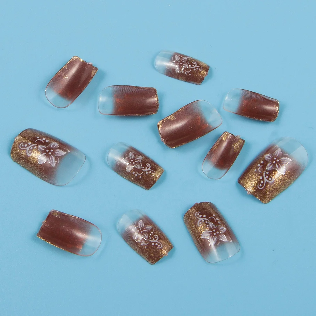 24pcs/set Fashion Acrylic Full Cover Fake Nails 10 Sizes Press on Nails Designs French False Nail Art Tips 278 Fingernail Tips-Nail Inspo