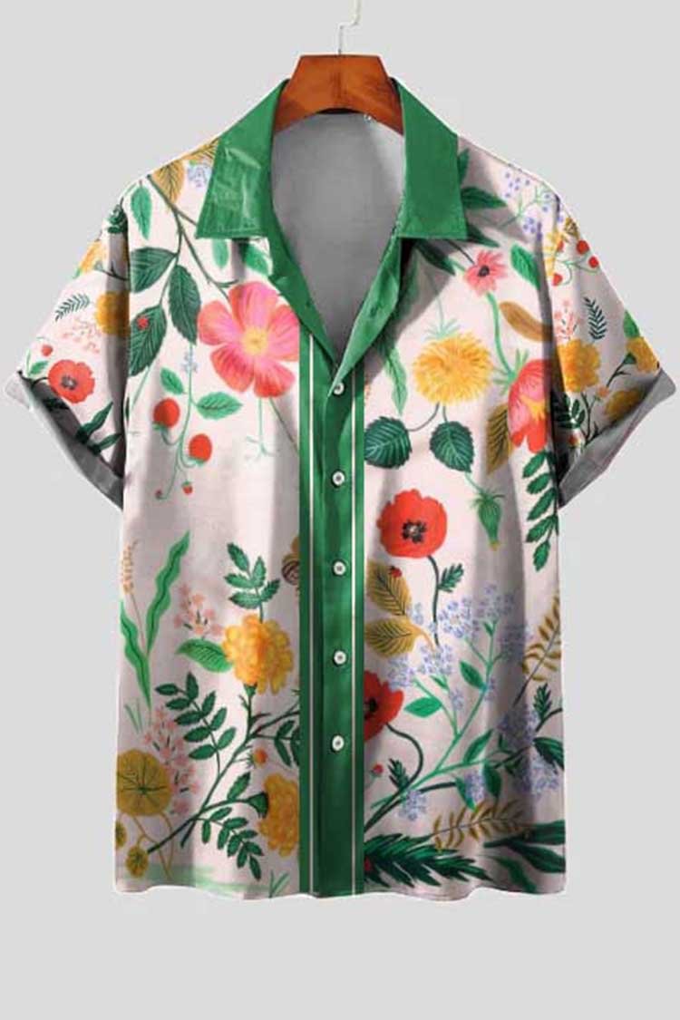 Green Printed Short Sleeve Shirt