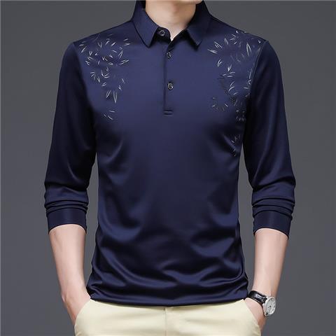 Gandisa Polo Long Sleeve Men's Turn-down Collar T-shirt Spring Summer Top Style Pullover V-Neck Tees Clothes Button Loose Print