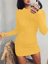 Solid Color Bodycon Long Sleeves Mini Dress