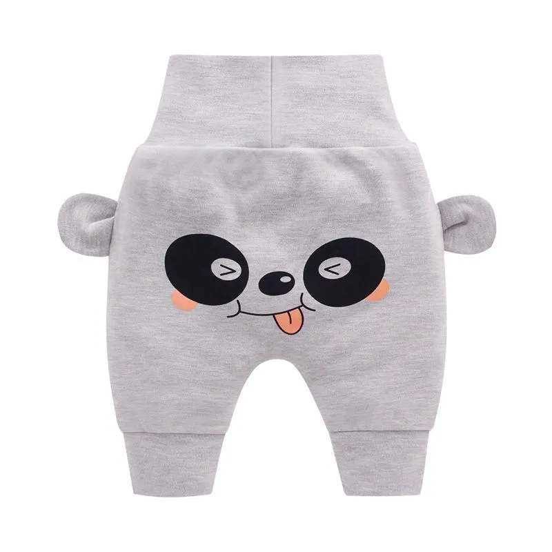 Baby Cute Pants Boys Girl Cartoon High Waist Protection Belly Children Toddler Spring Autumn Winter Newborn Warm Velvet Trousers