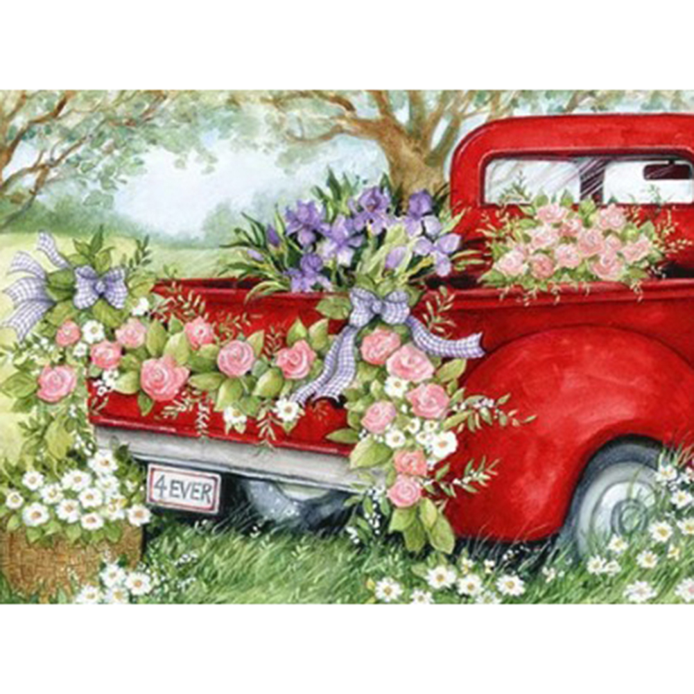 

Flowers on Truck - Round Drill Diamond Painting - 40*30CM, 501 Original