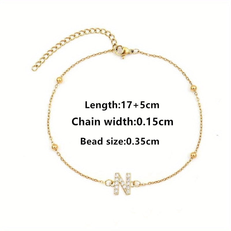 Elegant Minimalist Letter 201 Stainless Steel 304 Stainless Steel Zircon Bracelets In Bulk