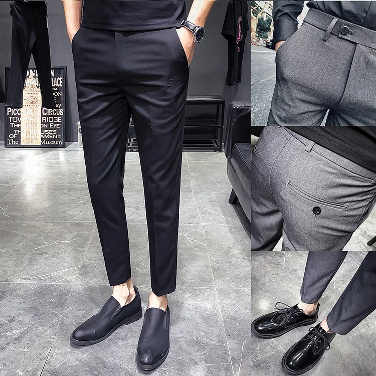 Men's Lycra Blend Solid Slim Fit Formal Trouser