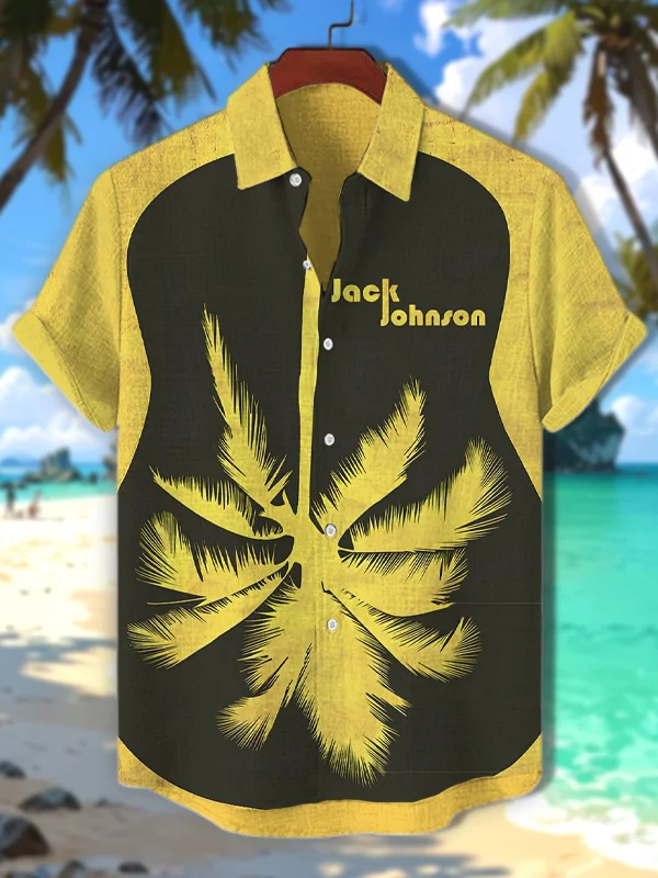 Men's Vacation Guitar Rock Art Print Casual Shirt