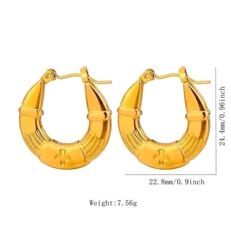 1 Pair Vintage Style U Shape Geometric Heart Shape Plating 304 Stainless Steel None 18K Gold Plated Hoop Earrings