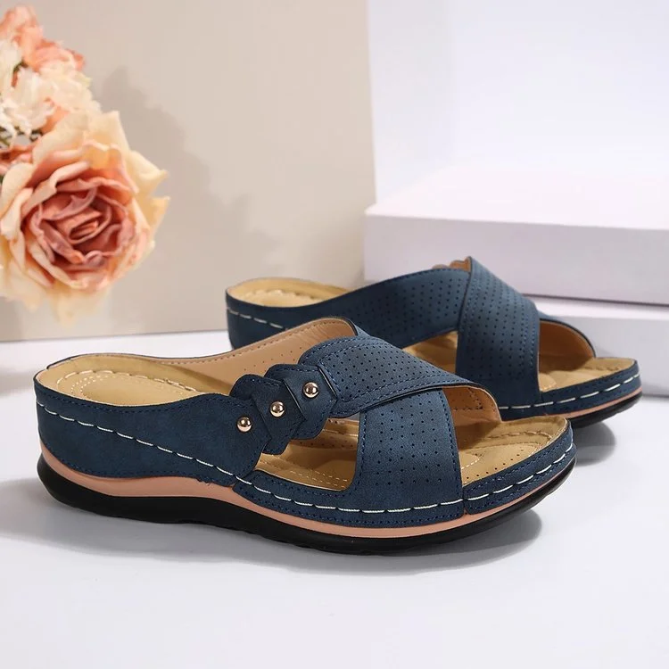 Yyvonne And Flat Bottom Casual Slippers Women 2025 Cross With Solid Color Large Size Shoes Comfortable