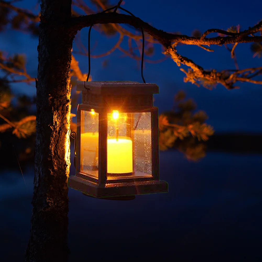 Retro Lantern Candle Twinkle Lamp LED Solar Light Garden Hanging Decoration