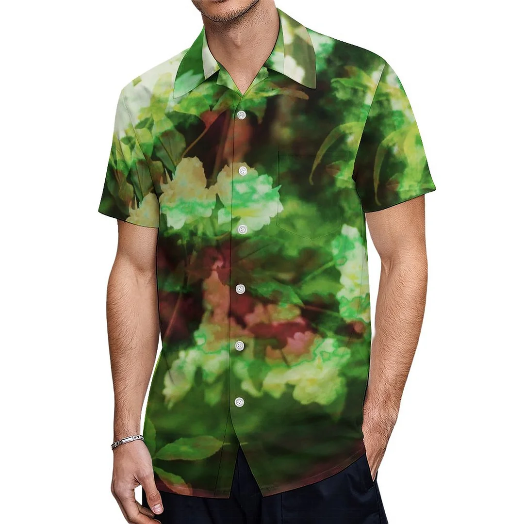 Short Sleeve Tie Dye Red Green Flower Art Hawaiian Shirt Mens Button Down Plus Size Tropical Hawaii Beach Shirts