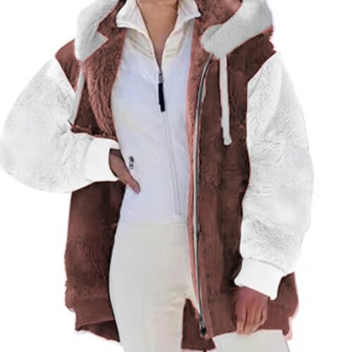autumn and winter colorblock lambskin hooded coat