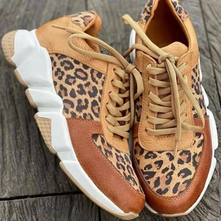 Breakj Breakj Spring And Autumn New Large-Size Leopard-Print Casual Single-Shoe Women's Flat-Bottomed Sports Casual Shoes Wish