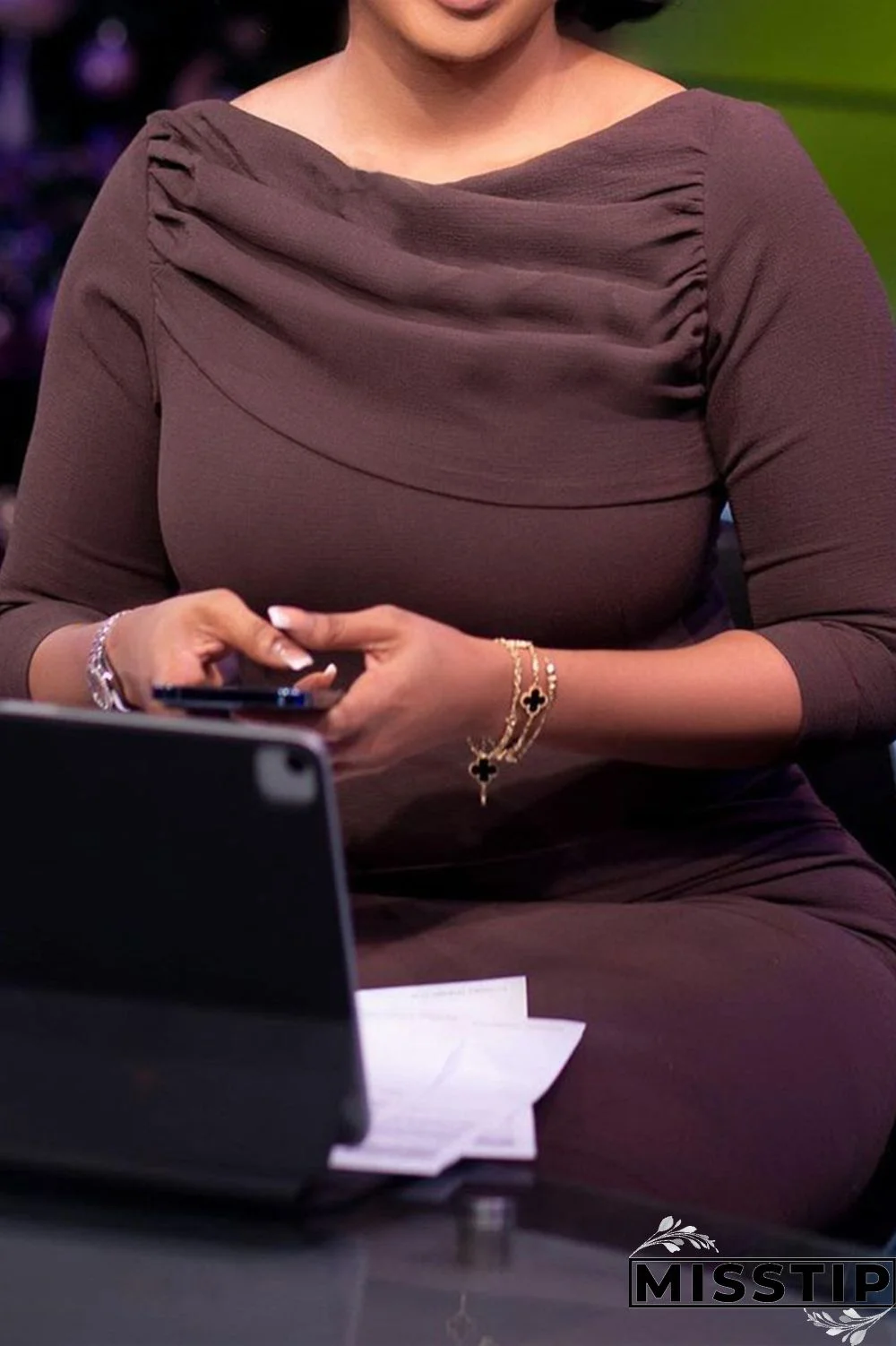 Brown Fashion Casual Solid Fold O Neck Long Sleeve Pencil Dresses