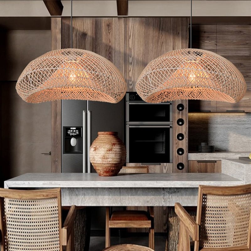 Chic Design Rattan Pendant Light Lampshade For Kitchen Island