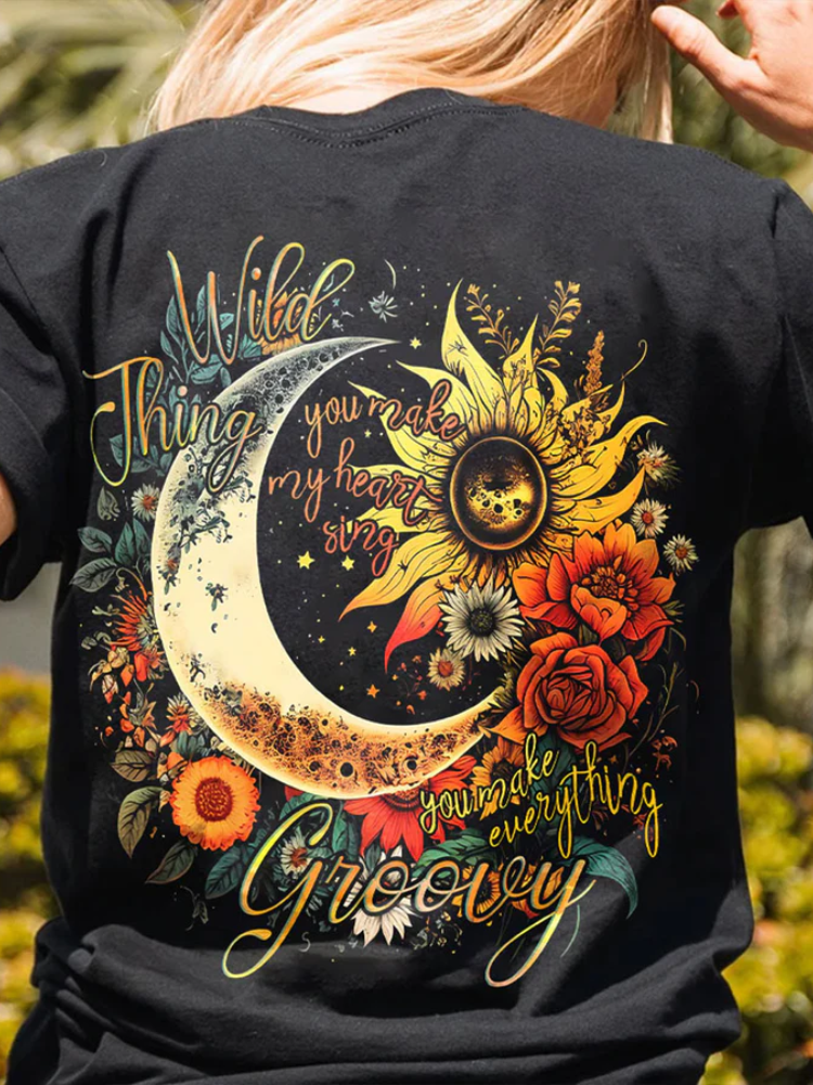 Wild Thing Floral Moon All Over Print T Shirt