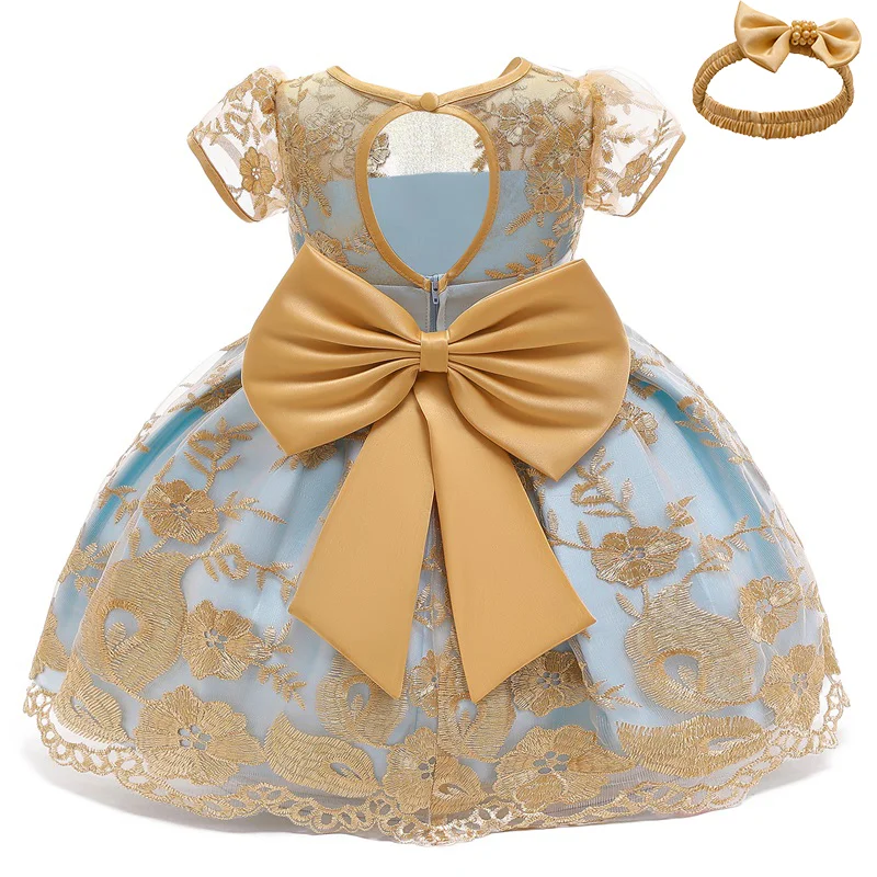 Uveng Flower Lace Baby Girl Dress Wedding Party Children Girls Clothing 0-8 Years Princess Pageant Kids Dresses for Girls Costume
