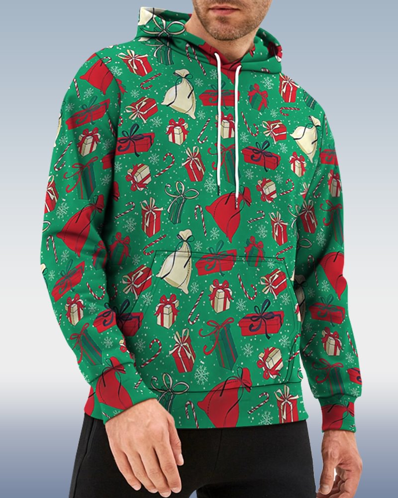 Men's Casual Christmas Print Hoodie 085