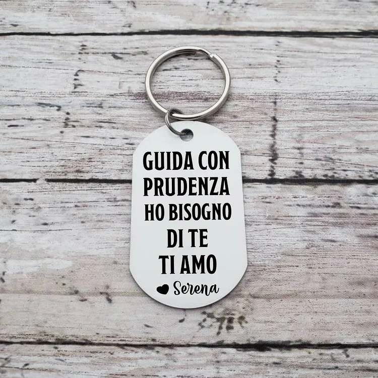 Guida Con Prudenza-Portachiavi personalizzabile con nome per coppia