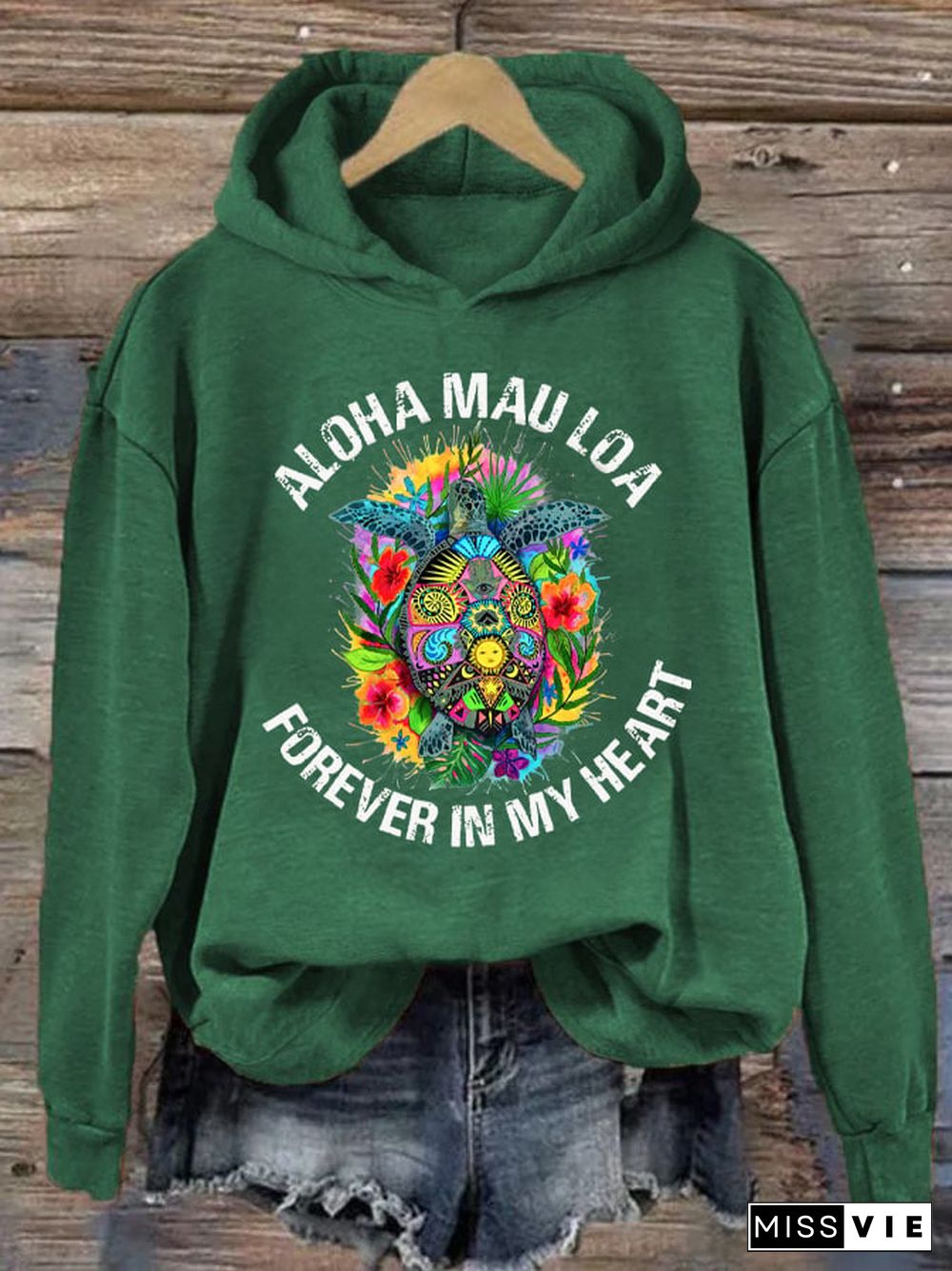 Women's Aloha Mau Loa Lahaina Forever In My Heart Print Hoodie