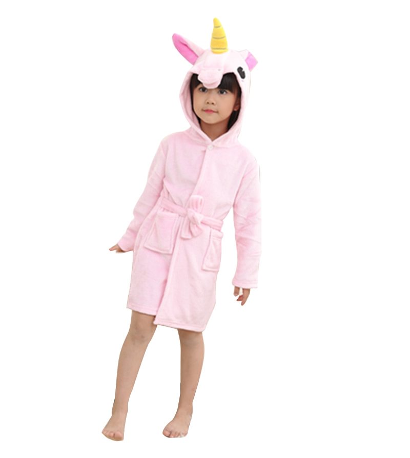 Unicorn Hooded Bathrobe Animal Kids Kigurumi costume Pajamas-Pajamasbuy