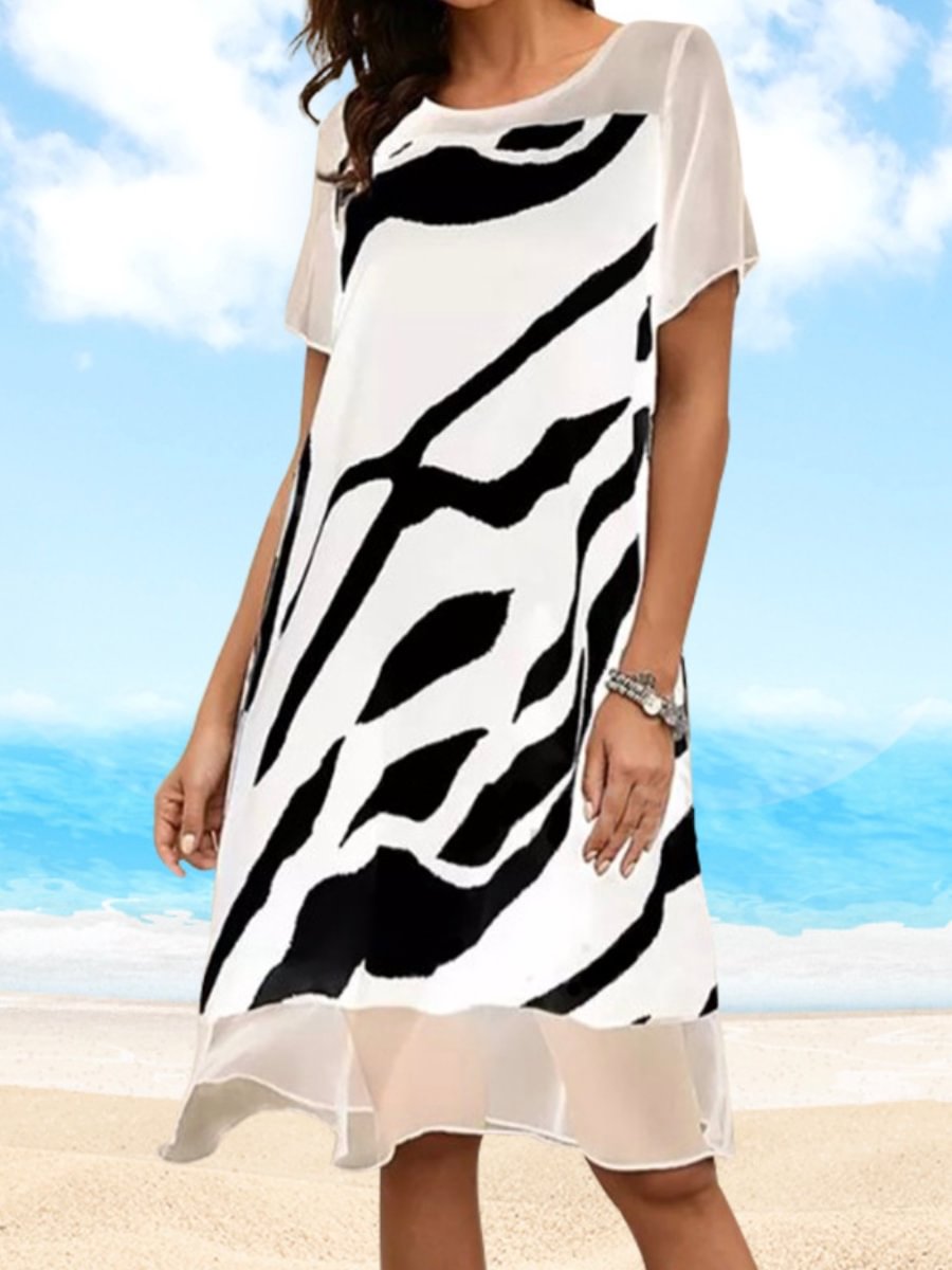 Chiffon Print Short-sleeved Dress