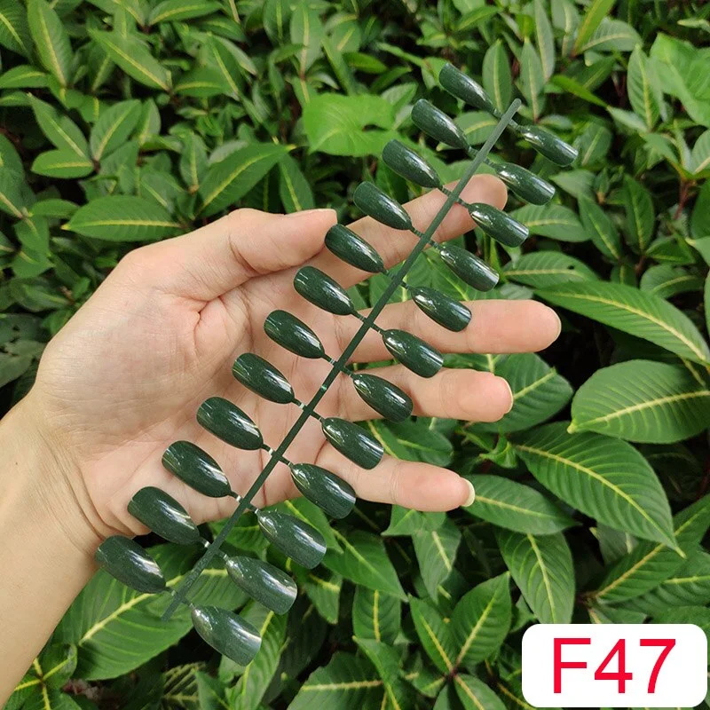 10 Sets Almond Shape False Nail Tips In Same Color 24 Pieces/Set 10 Sizes Press on Fake Nails DIY Manicure Finger Nail Tips-Nail Inspo