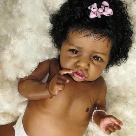 Rbgdoll®Super Realistic 12" Winsome Zuri Verisimilitude Black Reborn Baby Girl Doll