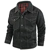 Men's Western Plaid Flannel Denim Casual Jacket by Inlyline
