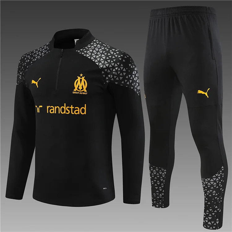 2023-24 Marseille black half-zip training suit