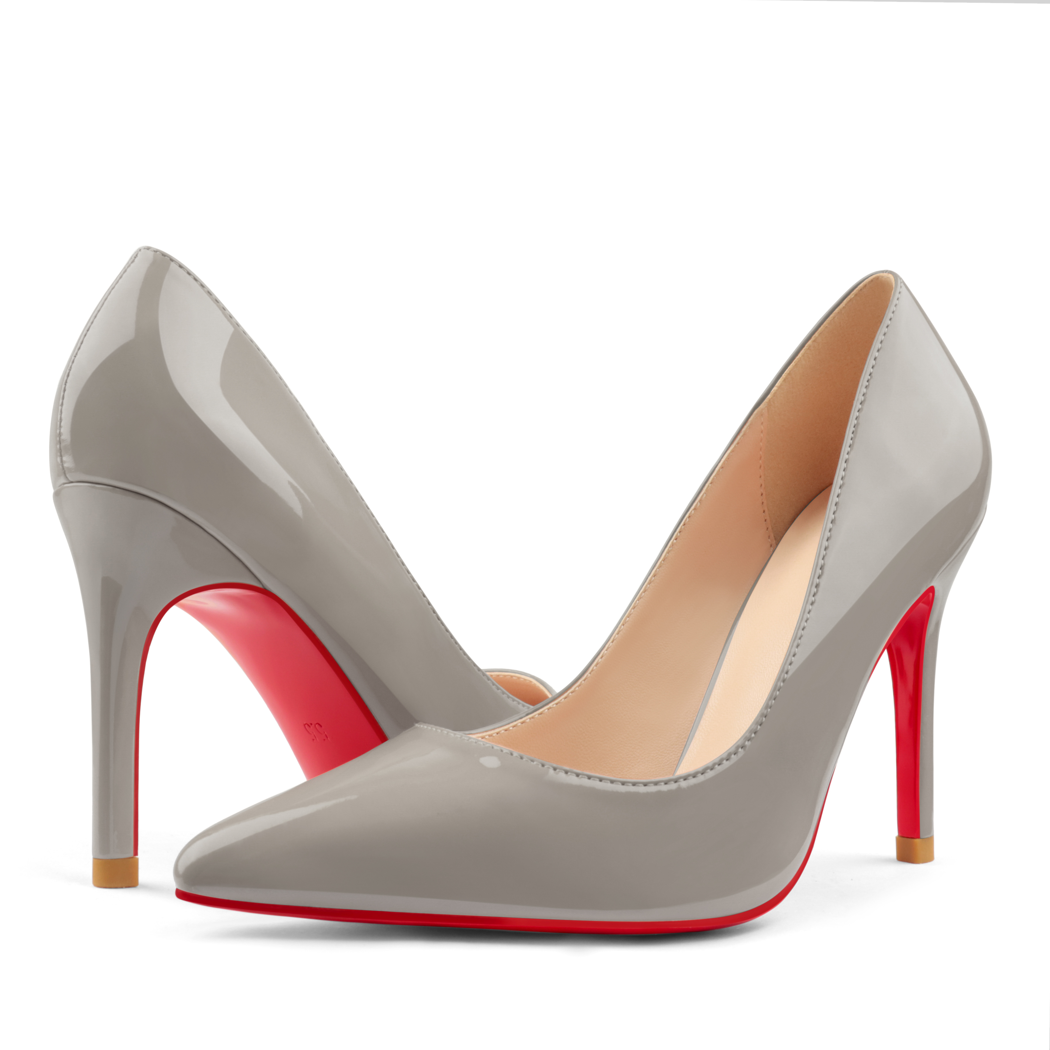 90mm Women's Pointed Toe Kitten Heels  Red Bottom Stiletto Pumps-MERUMOTE