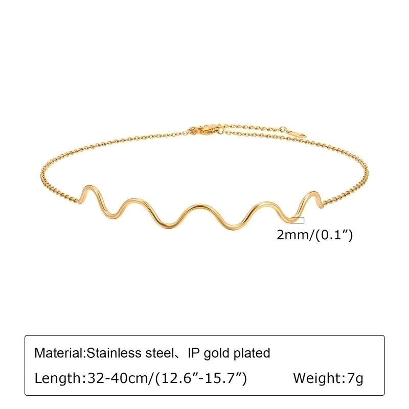 IG Style Minimalist Waves 304 Stainless Steel 18K Gold Plated Bangle Earrings Necklace