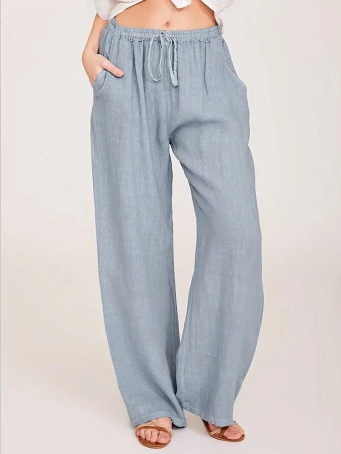 Women's casual cotton linen loose trousers