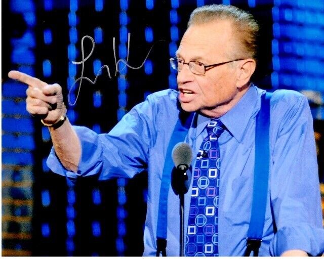 Larry King Signed CNN Television Host 8x10 inch Photo Poster painting - Larry King Live