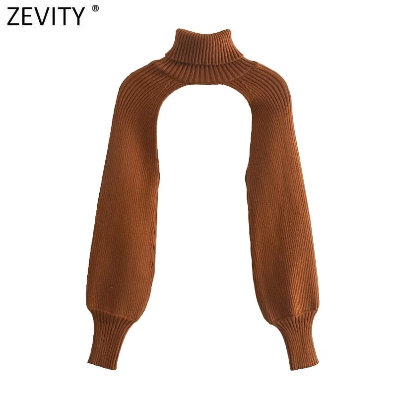Zevity New Women Turtleneck Collar Long sleeve Knitting Sweater Femme Chic design Casual Pullovers High Street Ladies Tops S434