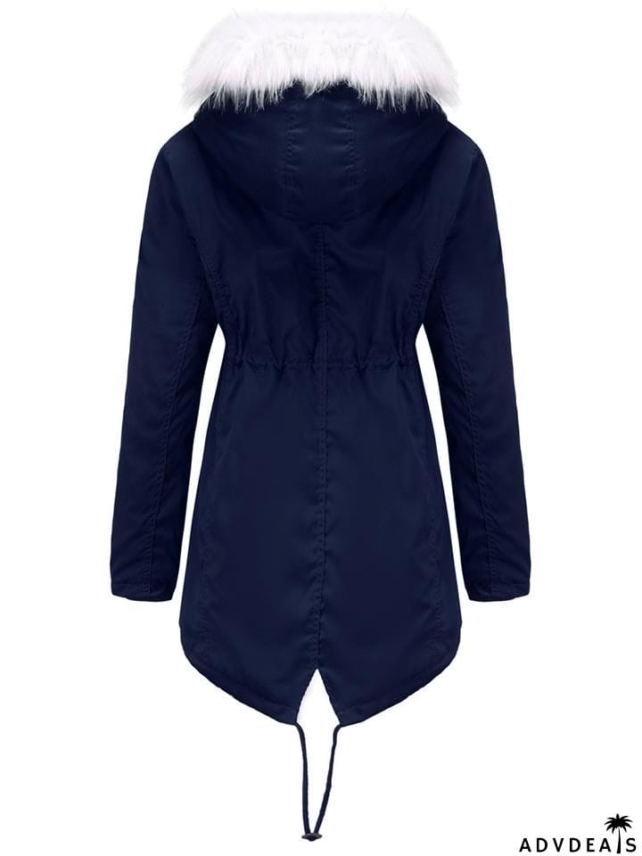 Women's Winter Solid Color Hooded Thermal Coats