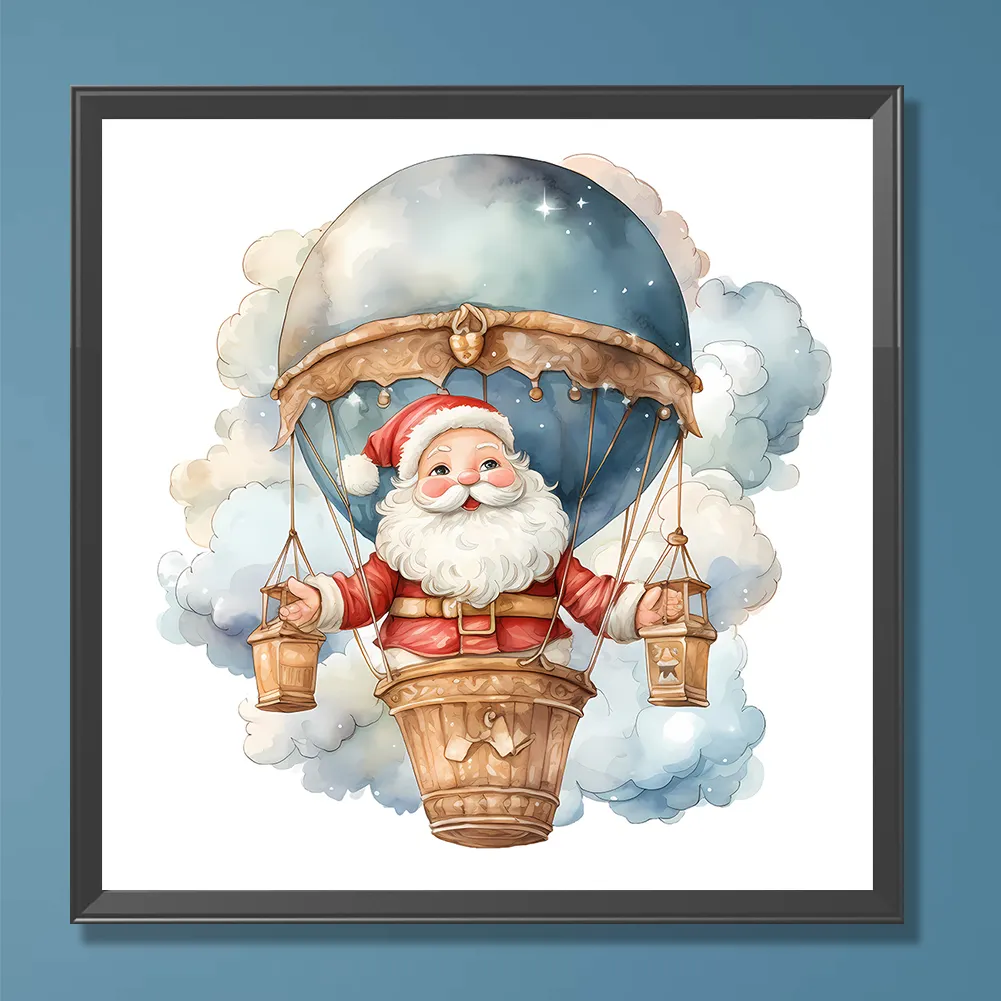 Diamond Painting - Full Round Drill - Hot Air Balloon Santa(Canvas|30*30cm)