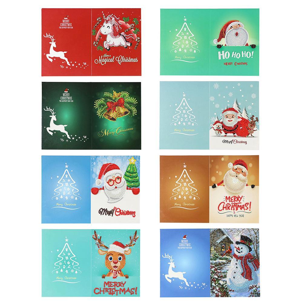 Christmas Greeting Cards DIY 5D Diamond Painting Set New Year Xmas Gift