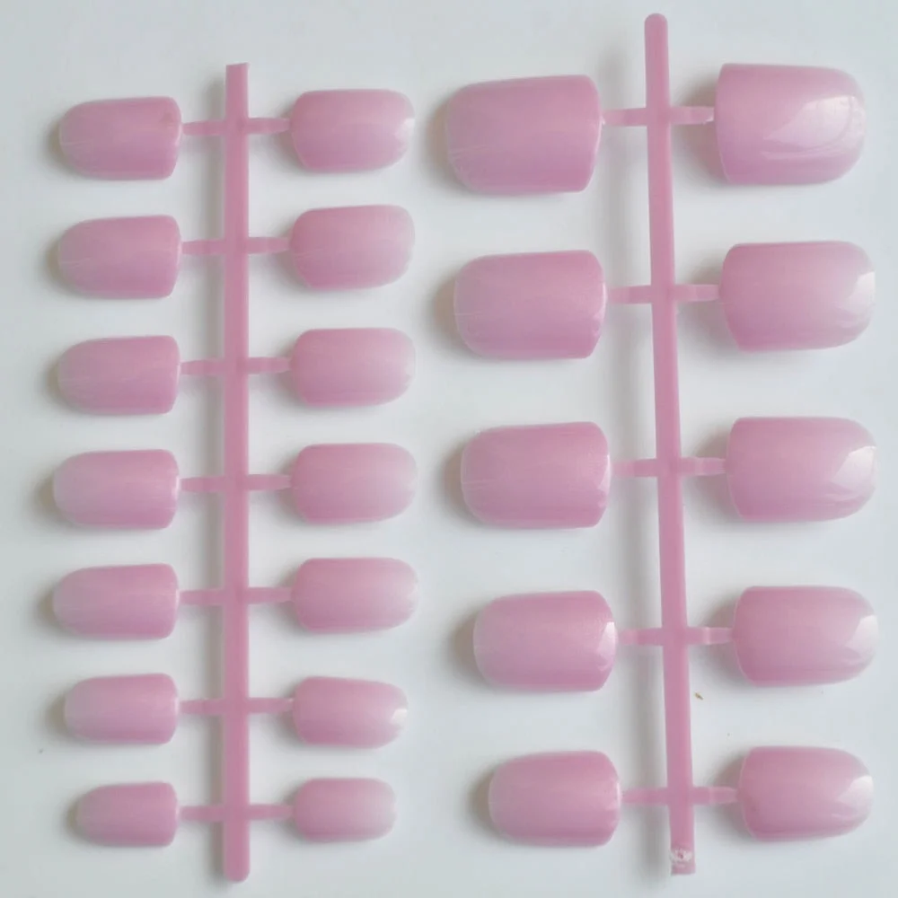 Pure Light Pink Artificial Nails Candy Short Full Cover Tips Easy DIY Acrylic False Nail Manicure Accessories Salon Product F28-Nail Inspo